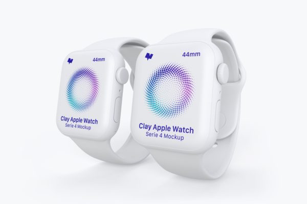 Apple Watch 4智能手表屏幕演示样机模板素材03 Clay Apple Watch Series 4 (44mm) Mockup 03
