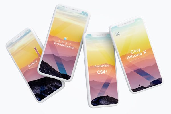 iPhone X智能手机APP设计演示黏土样机模板素材 Clay iPhone X Mockup 06