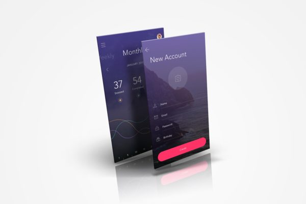 应用程序UI设计屏幕透视图样机模板素材03 Perspective App Screen Mockup 03