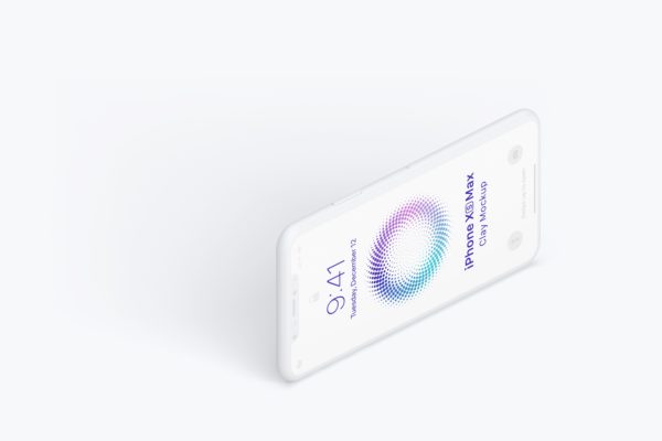 iPhone XS Max智能手机侧立左视图样机模板素材03 Isometric Clay iPhone XS Max Mockup, Left View 03
