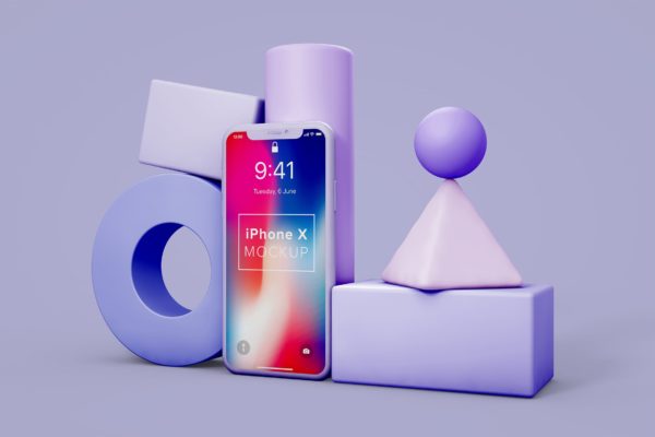 iPhone X手机创意场景样机模板素材 iPhone X Still Life Mockup
