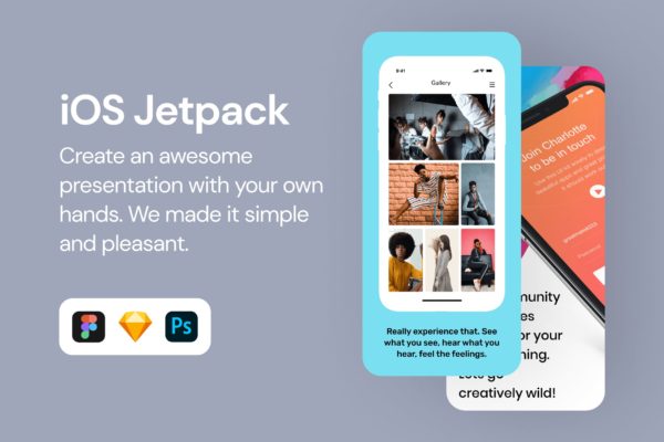 iOS应用UI界面设计图演示样机模板素材 iOS Jetpack 2