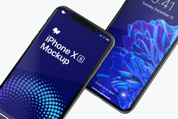 iPhone XS Max手机屏幕UI设计预览图样机模板素材 iPhone XS Max Mockup, Close Up