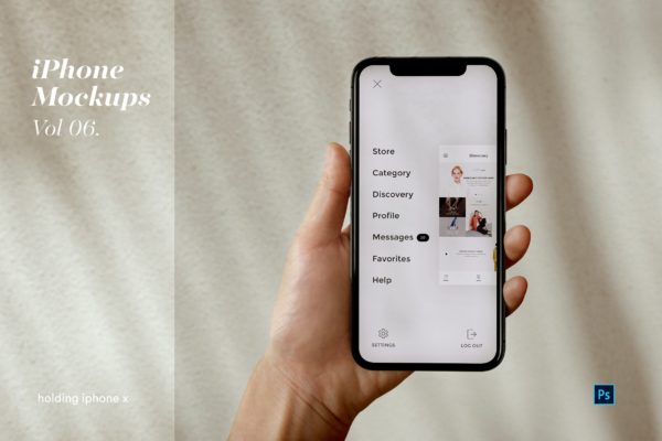 手持iPhone手机屏幕正视图样机模板素材 iPhone Mockup Set