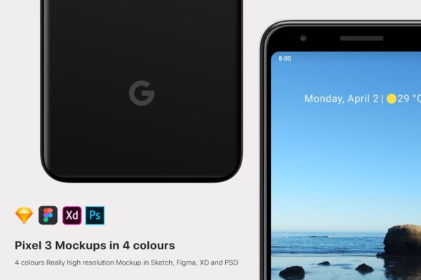 Google Pixel 3安卓手机屏幕预览样机模板素材 Google Pixel 3 mockup