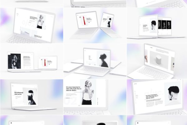 白色超极本笔记本电脑样机模板素材 White Laptop Mockup