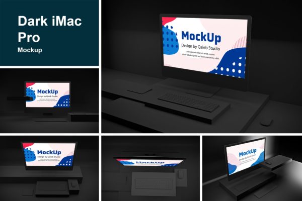 暗黑背景iMac Pro苹果一体机电脑样机模板素材 Dark iMac Pro