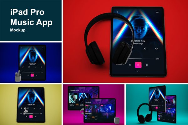 音乐APP界面设计效果图iPad Pro平板电脑样机模板素材 iPad Pro Music App
