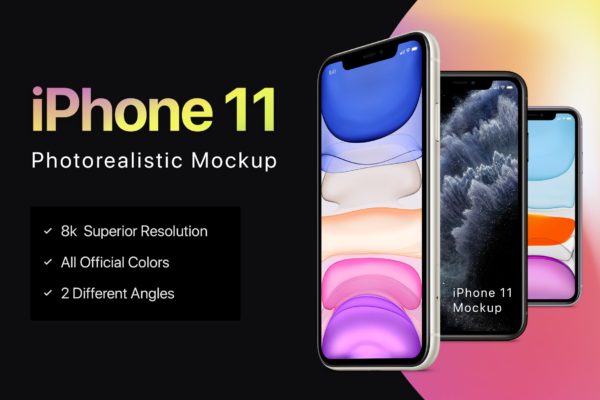 8K超高清分辨率iPhone 11手机样机模板素材 iPhone 11 Mockup