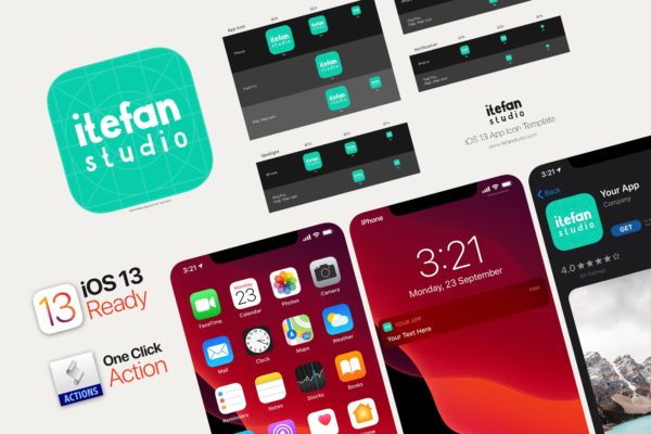 iOS13系统APP图标及APP Store预览样机模板素材 iOS 13 App Icon Template