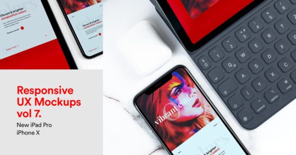 响应式设计效果图预览iPad Pro & iPhone X样机模板素材v7 New Responsive Mockups iPad Pro & iPhone X Vol 07