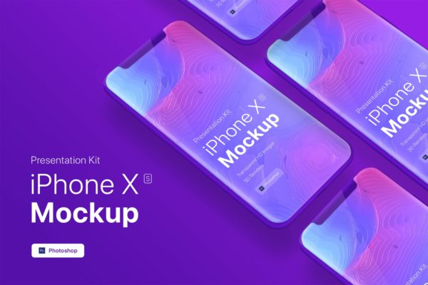 iPhone Xs手机多屏幕平铺演示样机模板素材 iPhone XS app mobile showcase Mock-Up