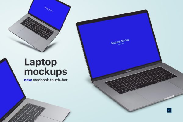 超逼真笔记本电脑屏幕演示样机模板素材v1 Laptop Mockups vol01