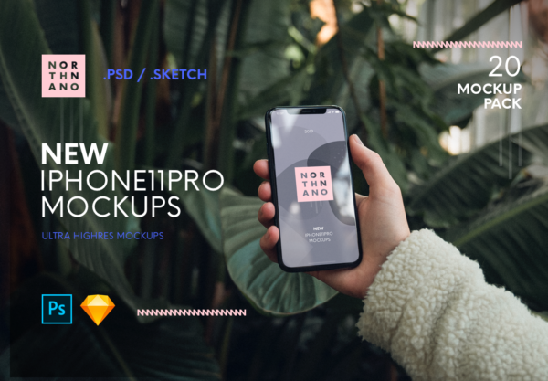 第一素材下午茶：暗夜绿iPhone 11 Pro展示样机套装[Psd /Sketch]
