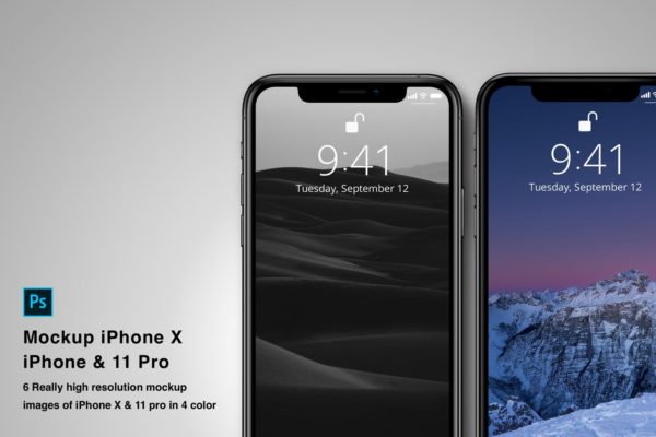 iPhone 11 & X苹果智能手机样机PSD模板 Mockup iPhone 11 and iPhone X