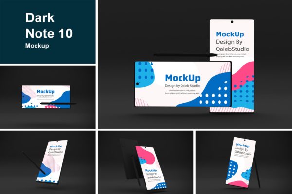 Note 10大屏手机屏幕预览样机模板素材 Dark Note 10 Mockup