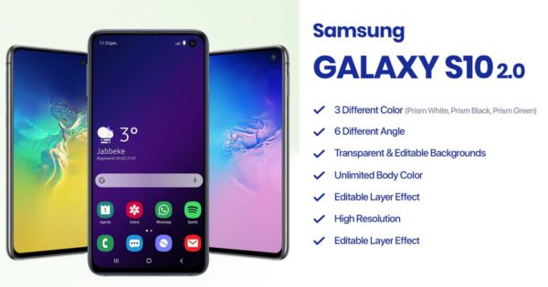 三星Galaxy S10智能手机样机模板素材v2 Samsung Galaxy S10 Mockup 2.0