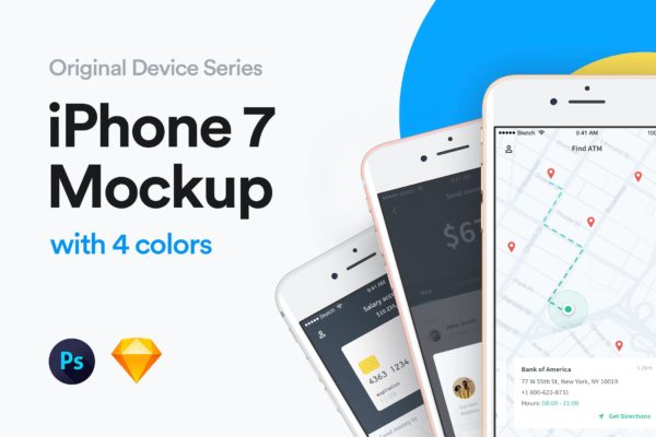 iPhone 7手机样机模板素材[4种颜色] iPhone 7 Mockup