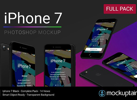 iPhone7 酷黑全包装产品模型 Mockup[PSD]