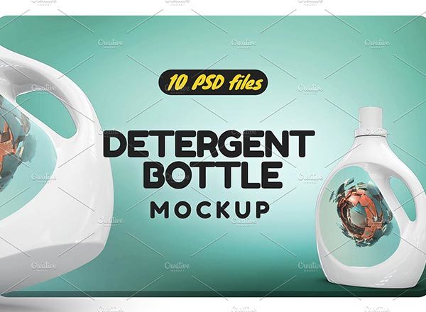 逼真的洗涤剂洗衣液瓶子包装样机展示模型素材精选mockups