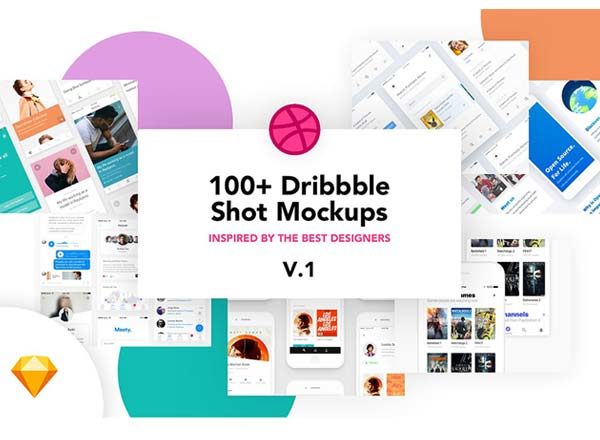 第一素材下午茶：好用的Dribbble（追波）APP设计缩略图模板Mockups[For Sketch]