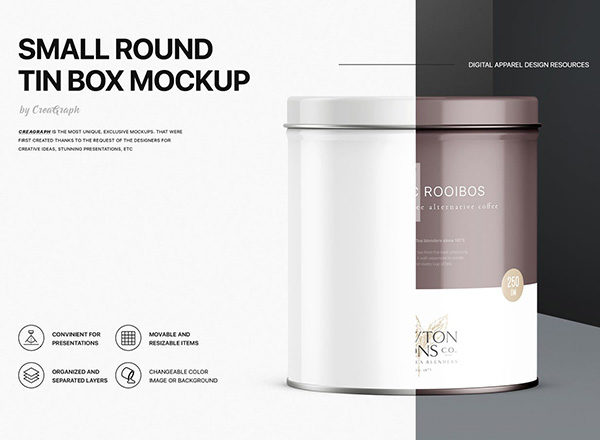 优雅高品质的圆形金属盒子样机展示模型素材精选mockups