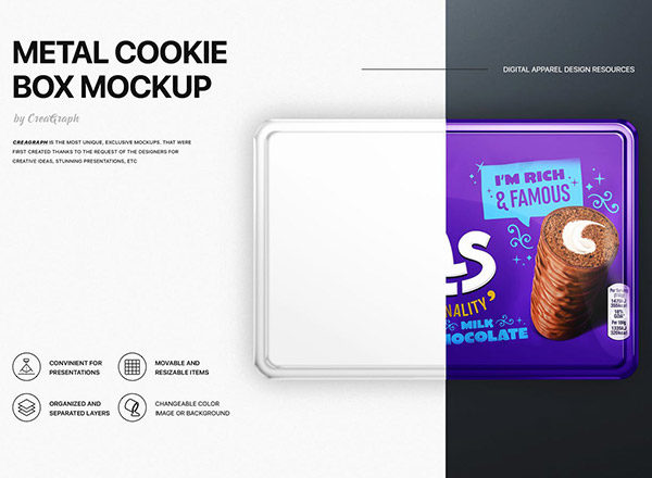 高品质的金属曲奇饼干盒子样机展示模型素材精选mockups