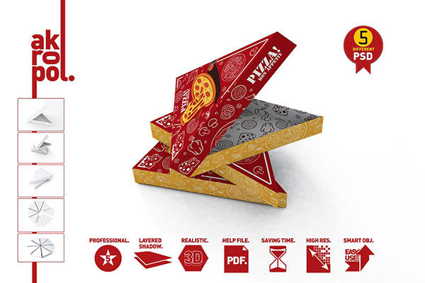 披萨切片包装盒展示模型素材精选 Pizza Slice Box Packaging Mockup [psd]