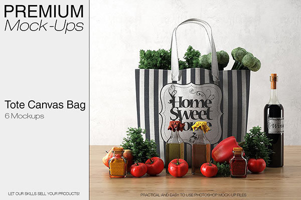手提帆布环保袋展示样机 Tote Canvas Bag Mockups [psd]