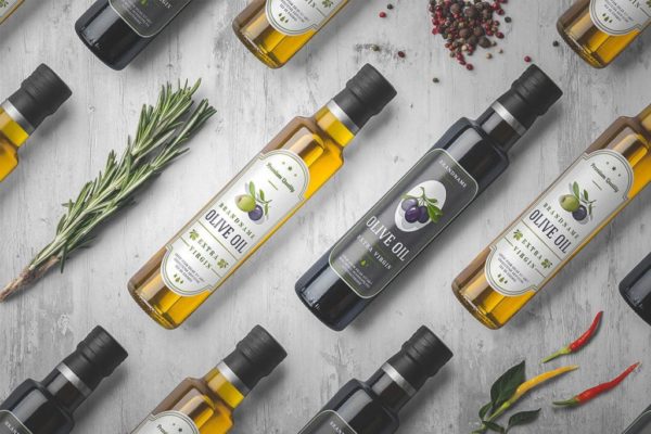 高端时尚的高品质橄榄油包装设计VI样机展示模型素材精选mockups