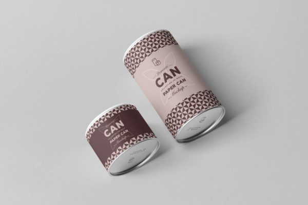食品罐头外观设计样机素材 Paper Can Mock-up