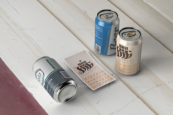 啤酒330毫升易拉罐展示样机 Beer Can 330 ml Mock-up [psd]