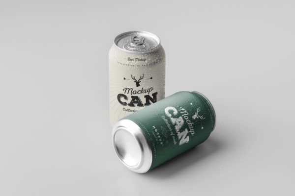 啤酒易拉罐包装设计样机素材模板6 Can Mock-up 6