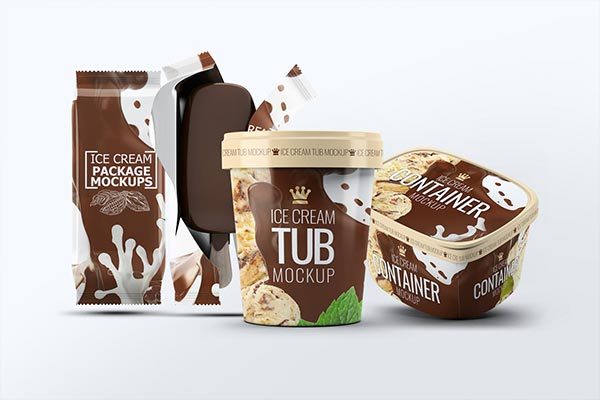 时尚高端的冰淇淋雪糕包装设计VI样机展示模型素材精选mockups
