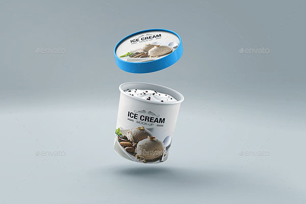 纸质冰淇淋包装展示样机 Ice Cream Cup Mock-up v2 [psd]