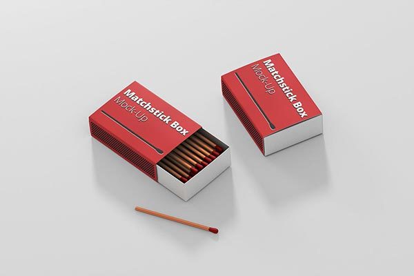 少见稀有的火柴盒包装设计VI样机展示模型素材精选mockups