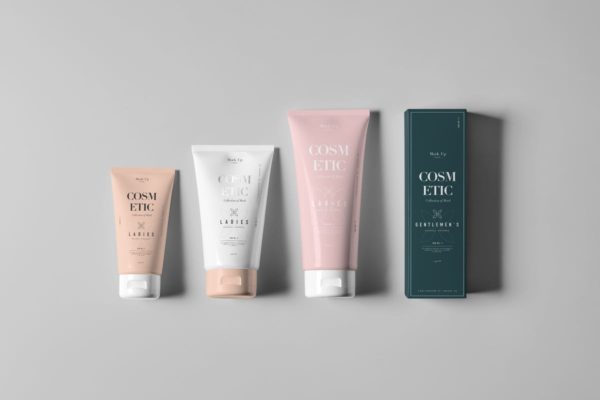 美容化妆品软管&包装盒样机模板 Cosmetic Tube & Box Mock-up