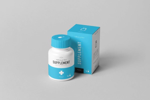 营养补充剂罐和药盒包装样机8 Supplement Jar & Box Mock-up 8