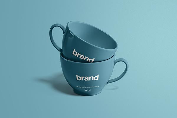 时尚高端的逼真质感的高品质茶杯水杯包装设计VI样机展示模型素材精选mockups