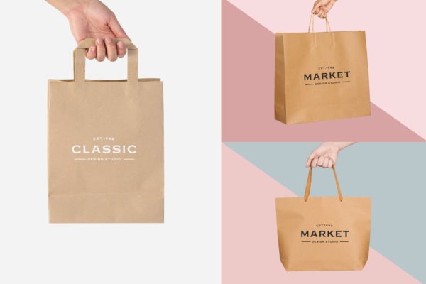 牛皮纸购物袋礼品袋样机模板v1 Craft Bags Mock Up Vol 01