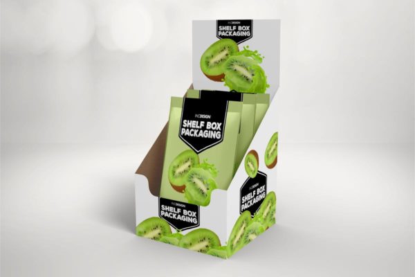 16包装零售零食包装设计样机素材模板 Retail Shelfbox 16 Packaging Mockup