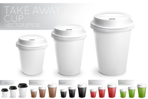 3D白色热饮纸杯样机模板 Takeaway cup