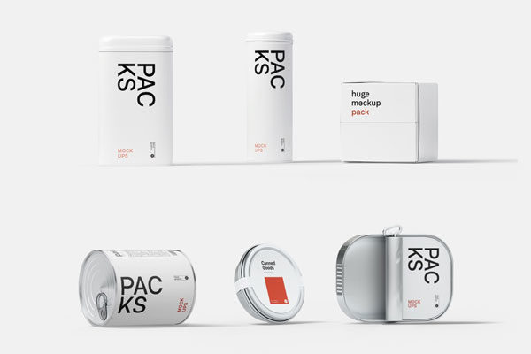 铁盒罐头包装样机模板Tin Boxes and Canned Goods Mockups
