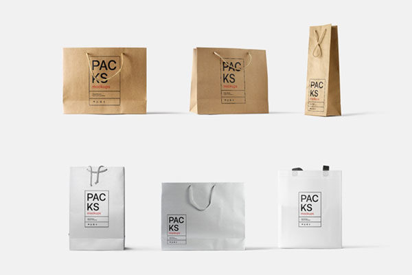 超级纸袋礼品包装袋样机套装Bag Mockups