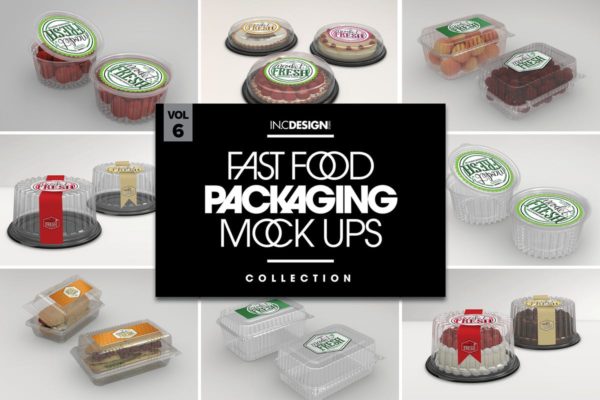 一次性食品塑料包装盒样机Vol.6 Fast Food Boxes Vol.6: Take Out Packaging Mockups