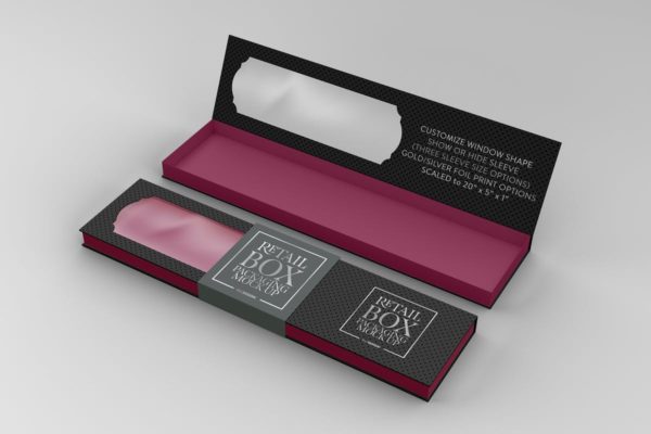 高端矩形可折叠礼品盒包装样机 Rectangle Collapsible Box Packaging Mockup