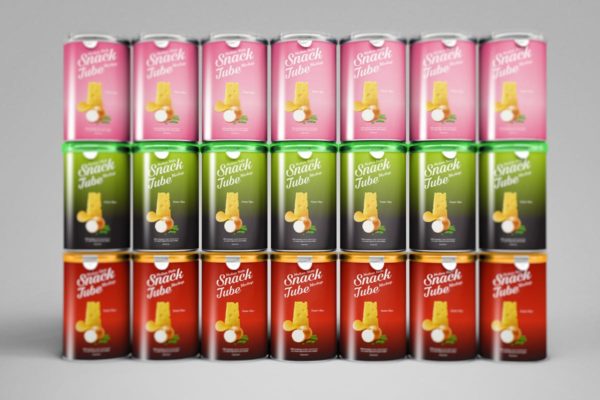 零食饮料金属罐包装样机 Medium Snack Tube Mockup