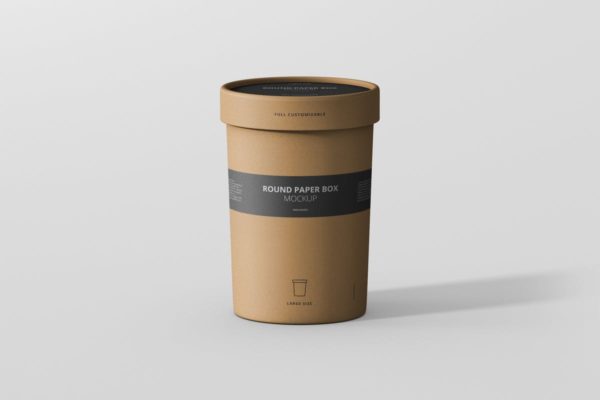 茶叶/咖啡大纸筒包装样机模板 Paper Box Mockup Round – Large Size
