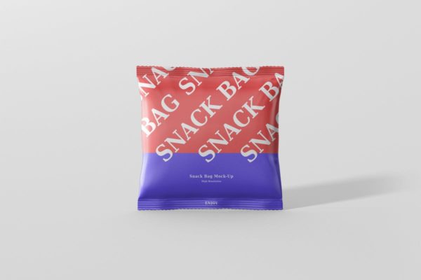 方形小吃/零食塑料袋包装外观样机 Snack Foil Bag Mockup – Square Size
