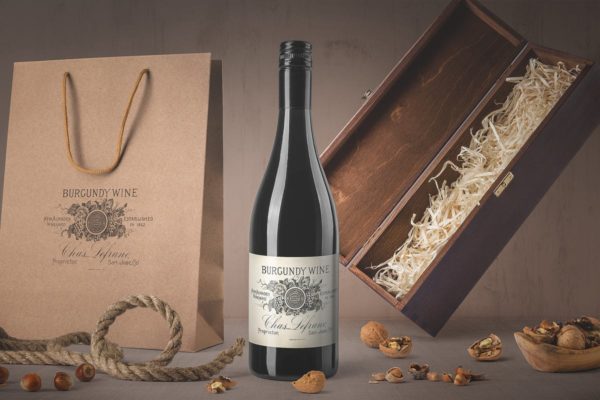 高级葡萄酒瓶及礼品纸袋包装设计样机素材Vol.4 Wine Bottle Mockups Vol. 4
